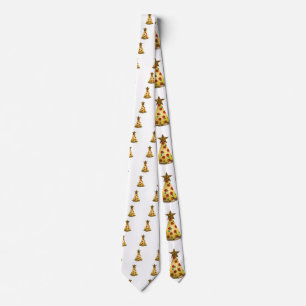 glitter pizza christmas tree tie