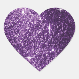 Glitter Plum Purple Heart Sticker