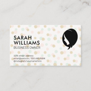 Glitter Polka Dot Pattern   Womens Beauty Business Card