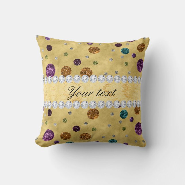 Glitter Polka Dots and Diamonds Cushion (Front)