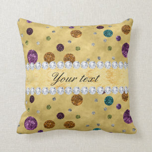 Glitter Polka Dots and Diamonds Cushion