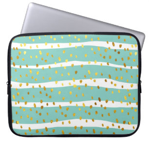 Glitter polka dots and stripes illustration patter laptop sleeve