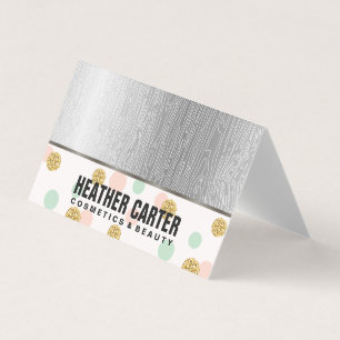 Glitter Polka Dots   Natural Line Grain Business Card