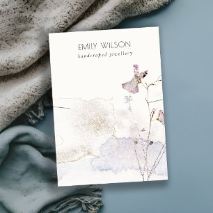 Glitter Pressed Flowers Necklace Band Display Business Card