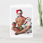 Glitter Pride Gay Christmas Hunk Holiday Card<br><div class="desc">Best wishes for a most awesome holiday,  with pride.</div>