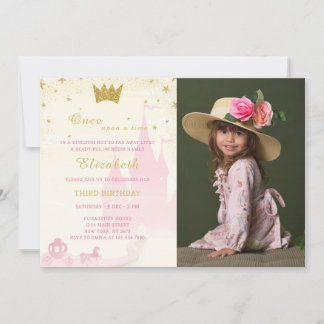 Glitter Princess Birthday Invitation With Photo