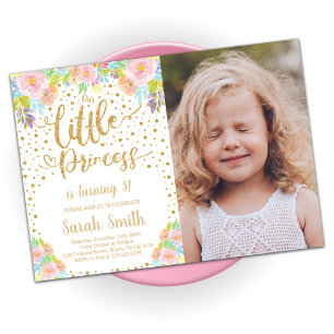 Glitter Princess Birthday Invitations with photo
