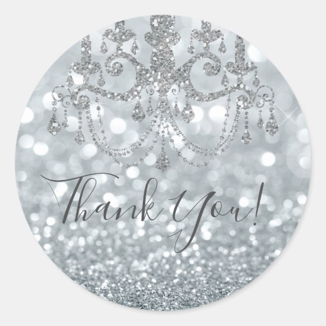 Glitter Princess Silver Sparkle Glamour  Classic Round Sticker (Front)