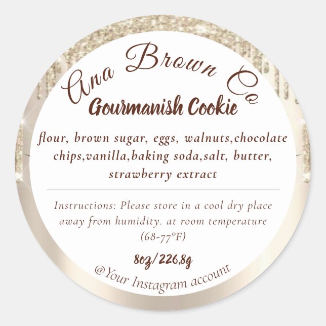 Glitter Product Branding Ingredients Label (Front)