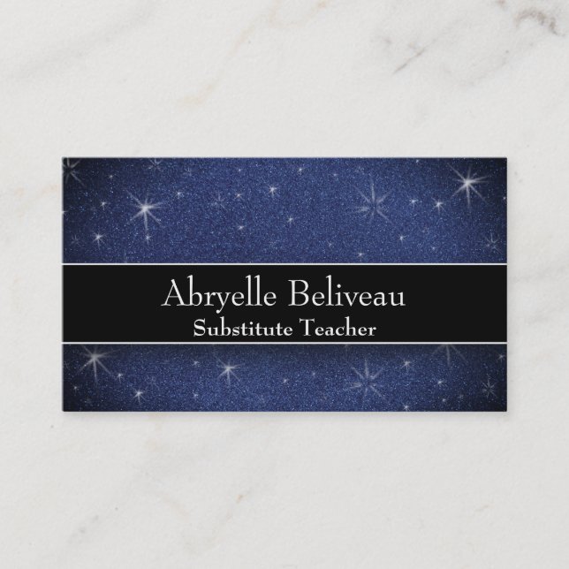 Glitter Professional Substitute Preschool Teachers Business Card (Front)