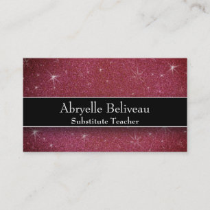 Glitter Professional Substitute Preschool Teachers Business Card