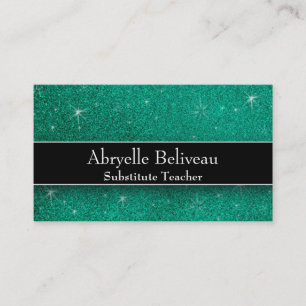 Glitter Professional Substitute Preschool Teachers Business Card