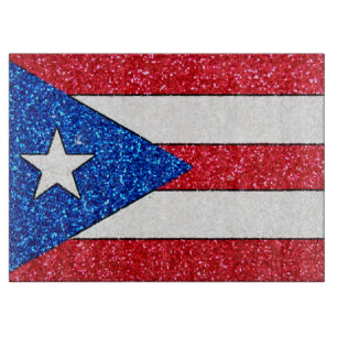 Glitter Puerto Rico flag glass cutting board