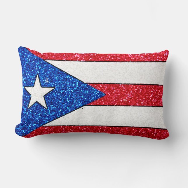 Glitter Puerto Rico flag rectangle pillow (Front)