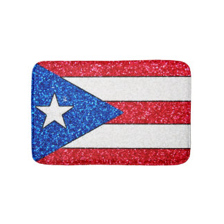 Glitter Puerto Rico flag small bath mat