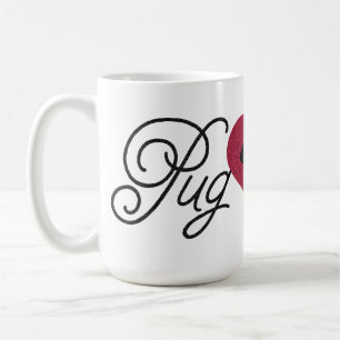 Glitter Pug Love Fawn Pug In Heart Mug