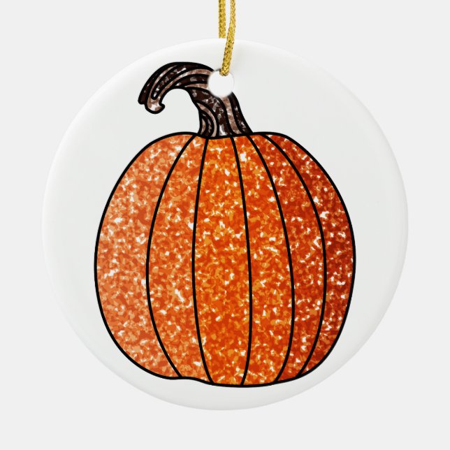 Glitter Pumpkin Ceramic Tree Decoration (Front)