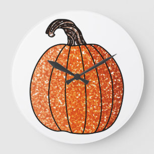 Glitter Pumpkin Large Clock