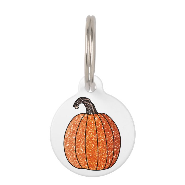 Glitter Pumpkin Pet Tag (Front)