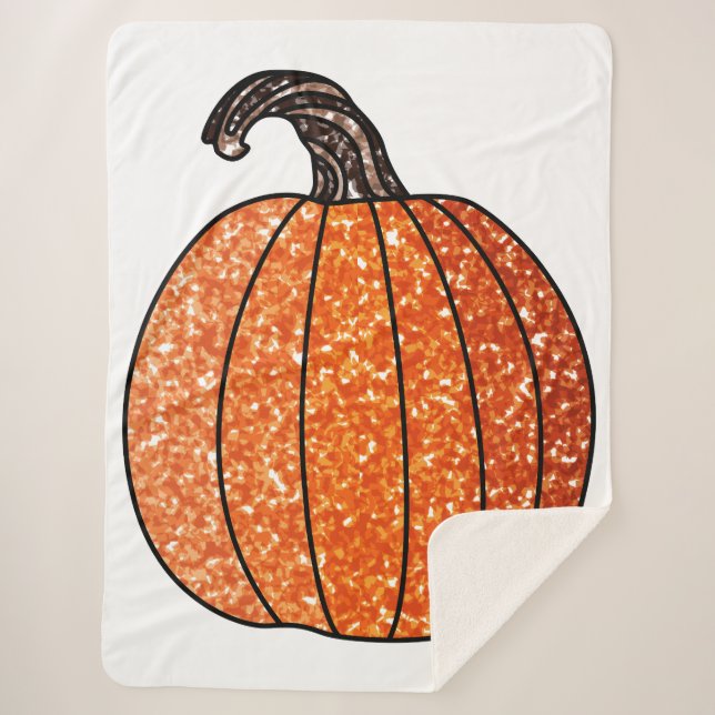 Glitter Pumpkin Sherpa Blanket (Front)