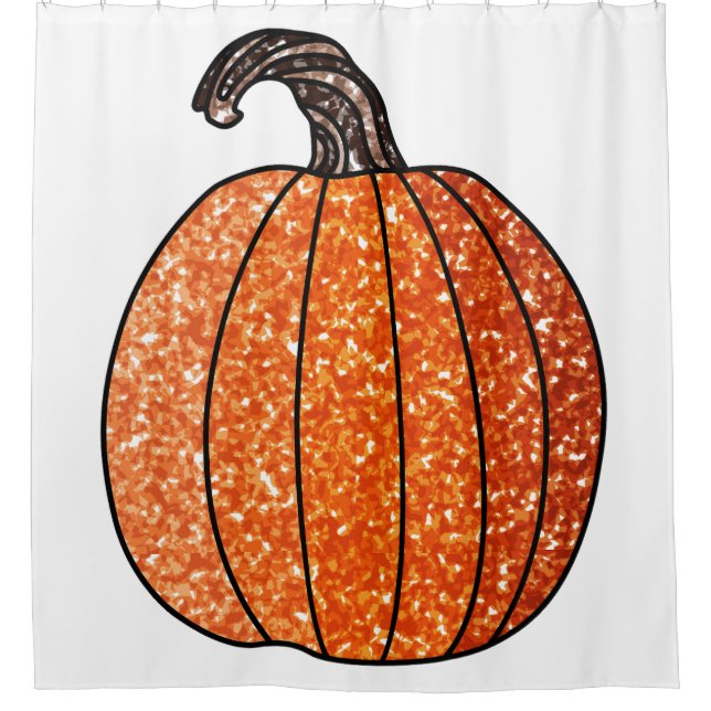 Glitter Pumpkin Shower Curtain (Front)