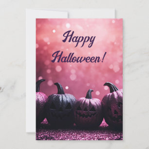 Glitter Pumpkins Halloween Greeting Card