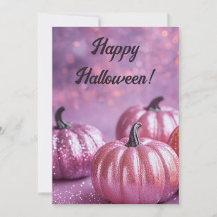 Glitter Pumpkins Halloween Greeting Card