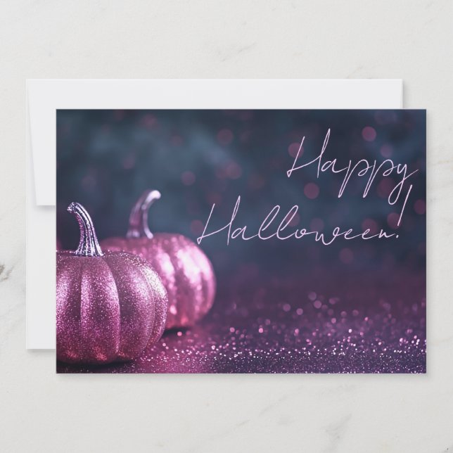 Glitter Pumpkins Halloween Greeting Card (Front)