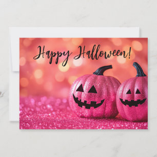 Glitter Pumpkins Halloween Greeting Card