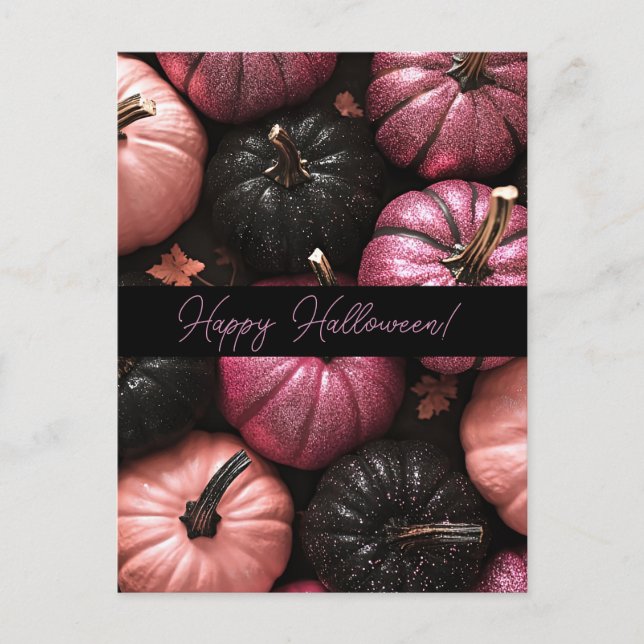 Glitter Pumpkins Halloween Greeting Card (Front)
