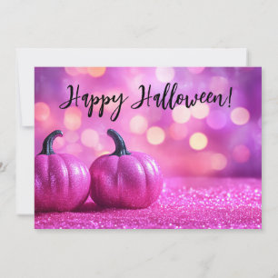 Glitter Pumpkins Halloween Greeting Card