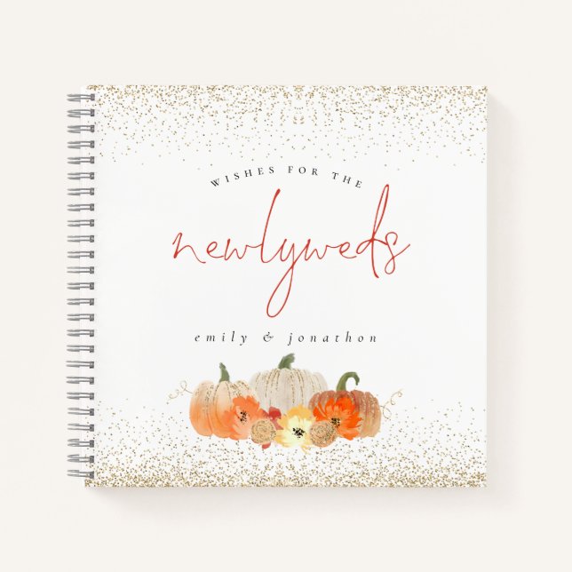 Glitter Pumpkins Wishes for Newlyweds Guest Book (Front)