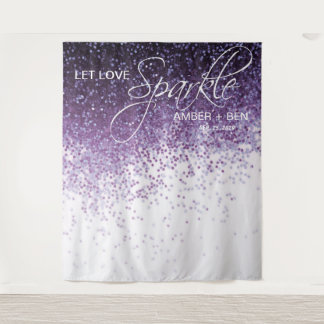 Glitter Purple Confetti Wedding Backdrop Reception Tapestry