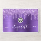 Glitter Purple Drips Monogrammed HP Laptop Skin