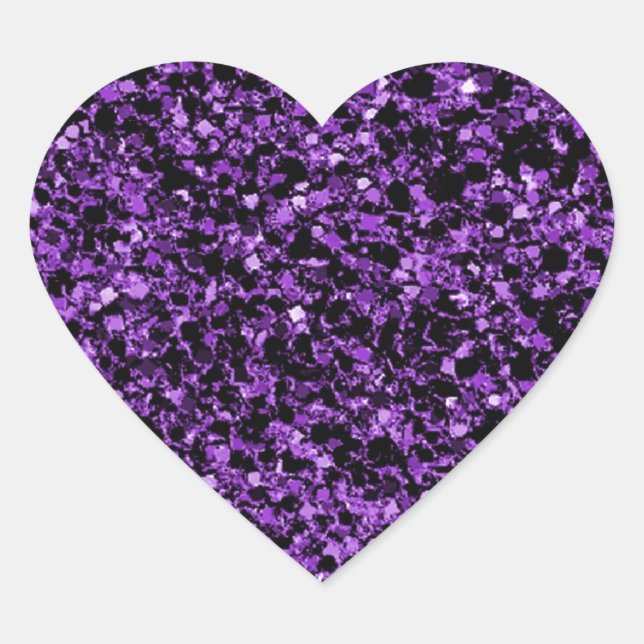 Glitter purple heart sticker (Front)