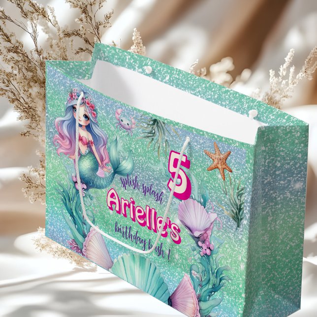 Glitter Purple Mermaid birthday  Large Gift Bag (Creator Uploaded)