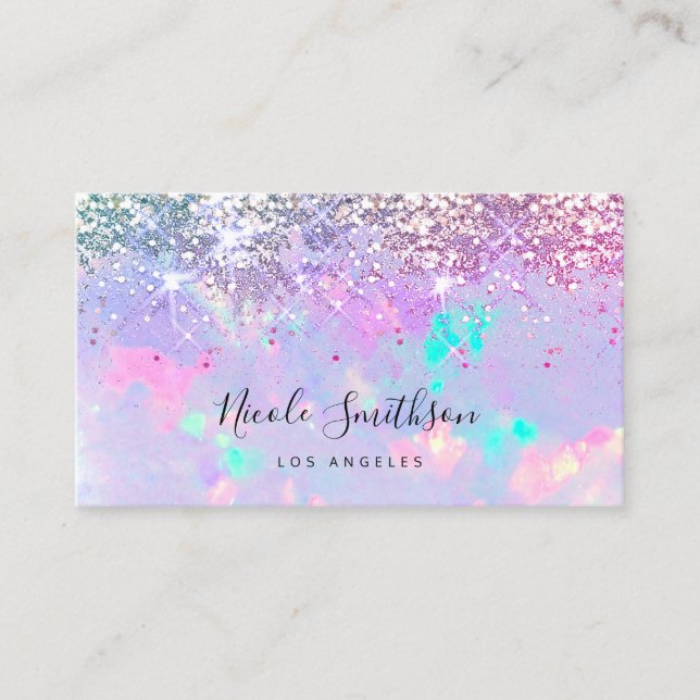 glitter purple opal business card (Front)