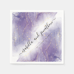 Glitter Purple & Silver Confetti Custom Paper  Napkin