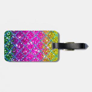 Glitter Purple Snakeskin Luggage Tag