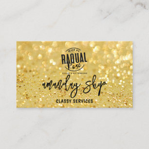 Glitter QR Code Logo Online Shop Golden Glitter Business Card