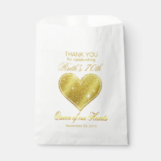 Glitter Queen of our Hearts 70th Birthday Favour Bags