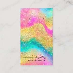 Glitter Rainbow Alcohol Ink Splash Earring Display Business Card