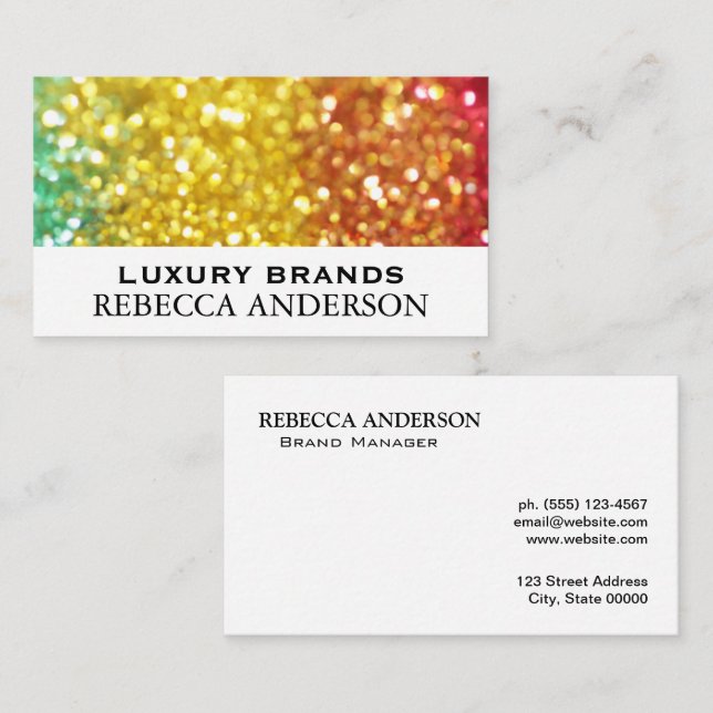 Glitter Rainbow Background Business Card (Front/Back)
