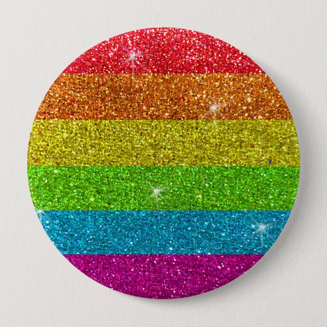 Glitter Rainbow Flag Marriage Equality Gay Pride 10 Cm Round Badge (Front)