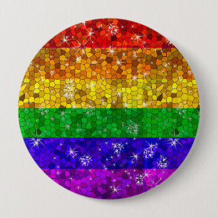Glitter Rainbow Flag Marriage Equality Gay Pride 10 Cm Round Badge