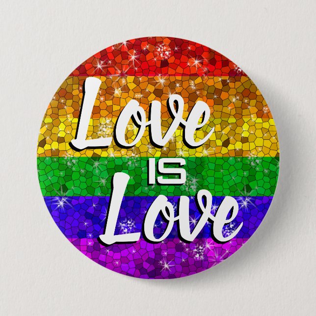 Glitter Rainbow Flag Marriage Equality Gay Pride 7.5 Cm Round Badge (Front)