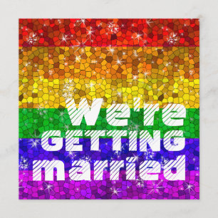 Glitter Rainbow Flag Marriage Equality Gay Pride Invitation