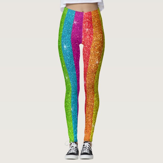 Glitter Rainbow Flag Marriage Equality Gay Pride Leggings (Front)