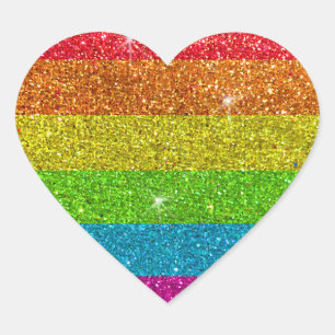 Glitter Rainbow Gay Pride LGBTQ Human Rights Heart Sticker