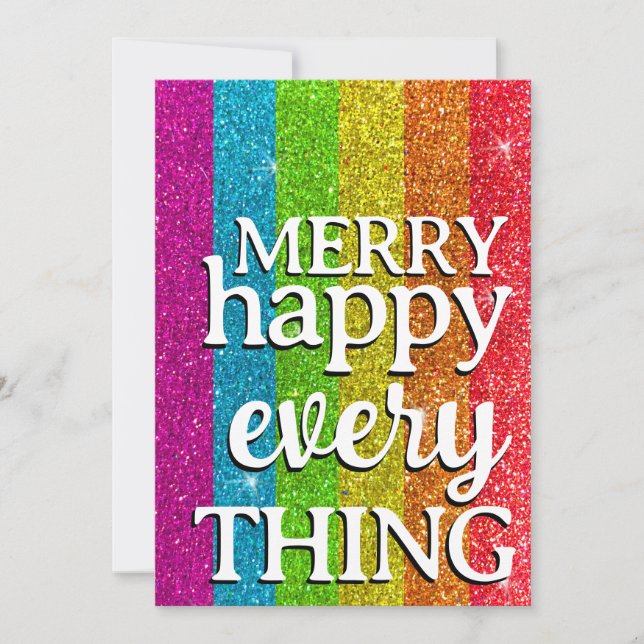 Glitter Rainbow LGBTQ Gay Christmas Holidays Invitation (Front)